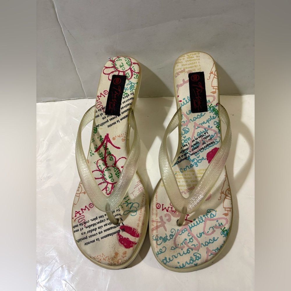 Clear Women's Flip Flops with Colorful Print